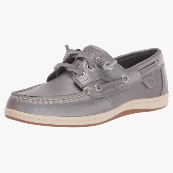 New Sperry Top Sider Shoes Women's 11 Songfish 3 Eye Boat Pearlized Silver Gray - Picture 1 of 10